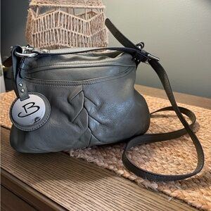 Y2K Vintage B. Makowsky Green Leather Crossbody Bag